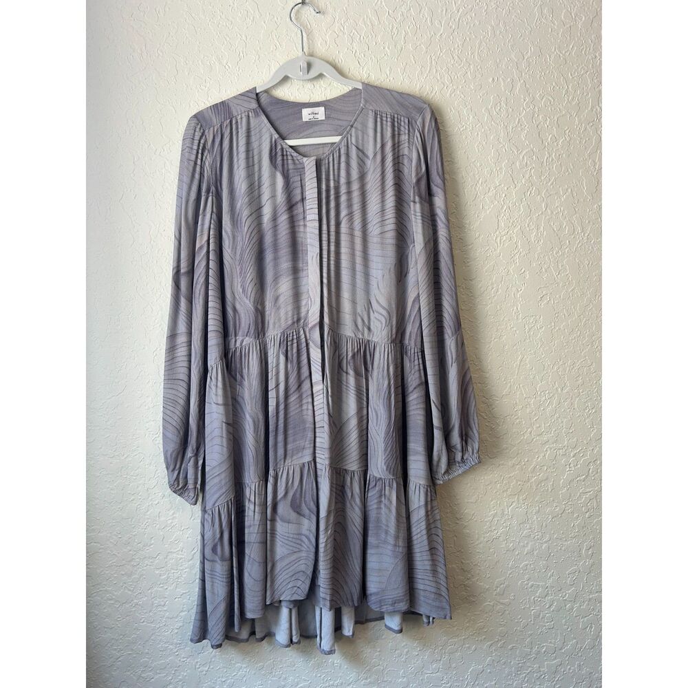 Wilfred Aritzia Barossa Gray Wave Print Tiered Dress Size M